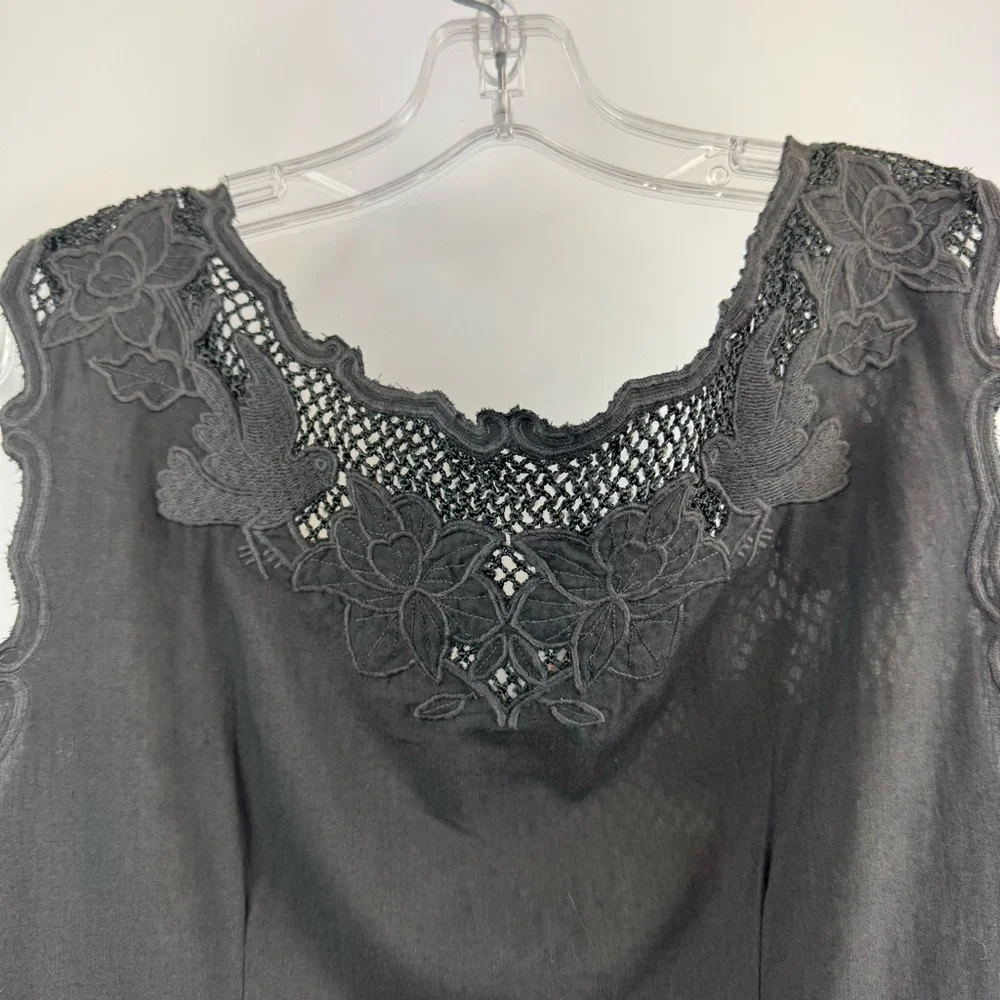 Free People Woven Lace Beaded Dress Dark Gray/Green Women's Sz. Small